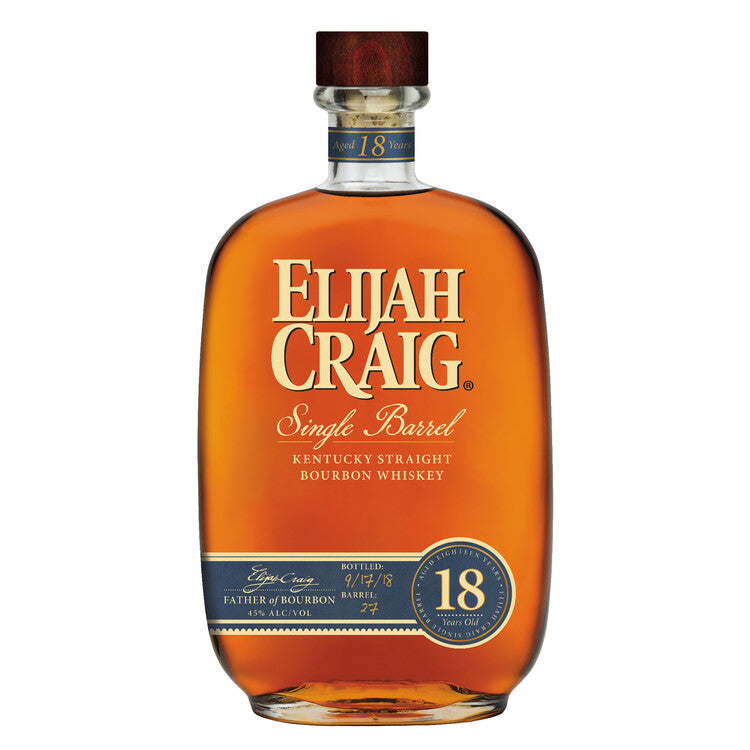 ELIJAH CRAIG STRAIGHT BOURBON SINGLE BARREL 18 YR 90 PROOF 750ML