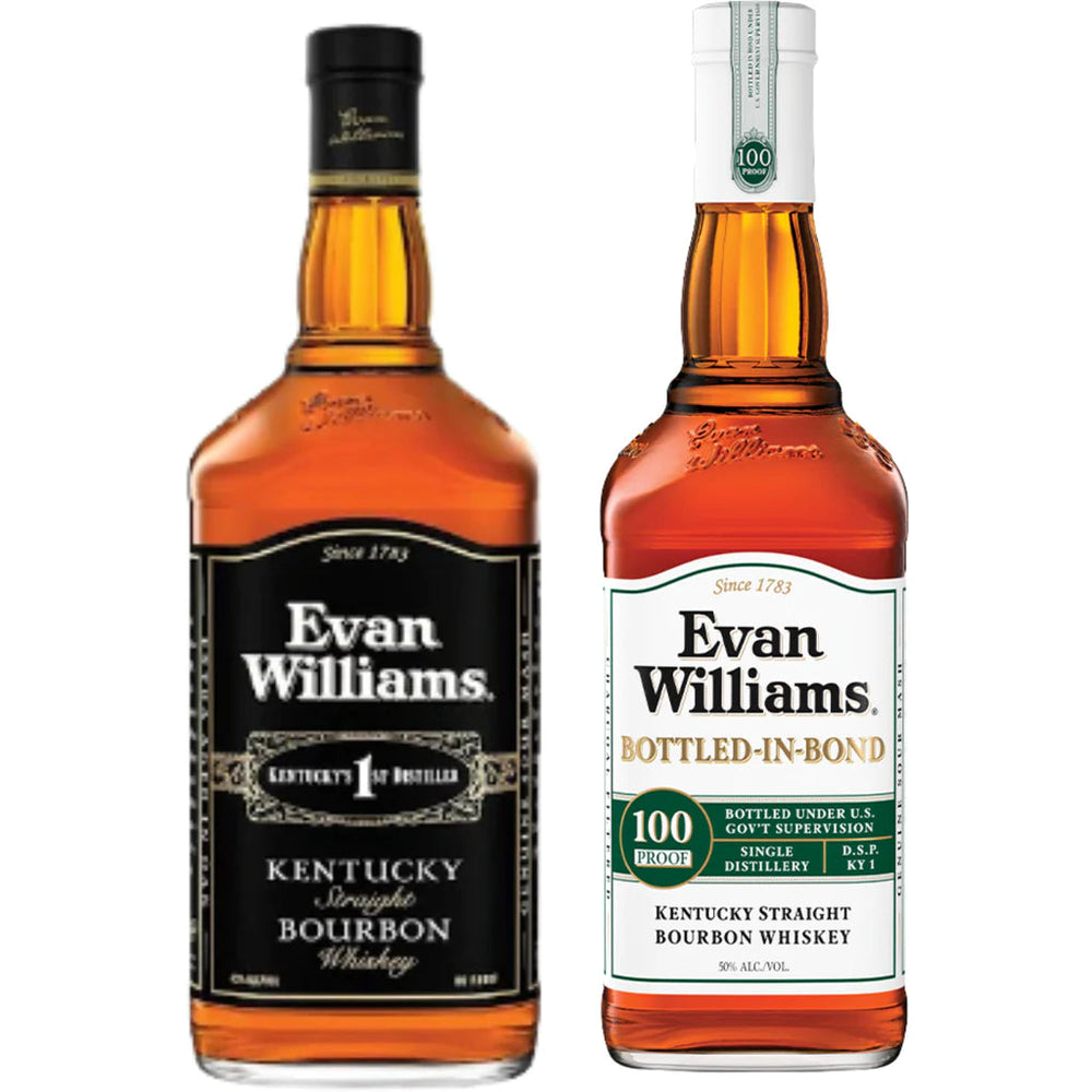 Evan Williams Black Label Bourbon & 100 Proof Bottled In Bond Bundle 750ml
